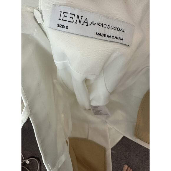 Ieena Mac Duggal White Spaghetti Straps V-Neck Cocktail Dress 26481 Size 2 - Picture 7 of 9